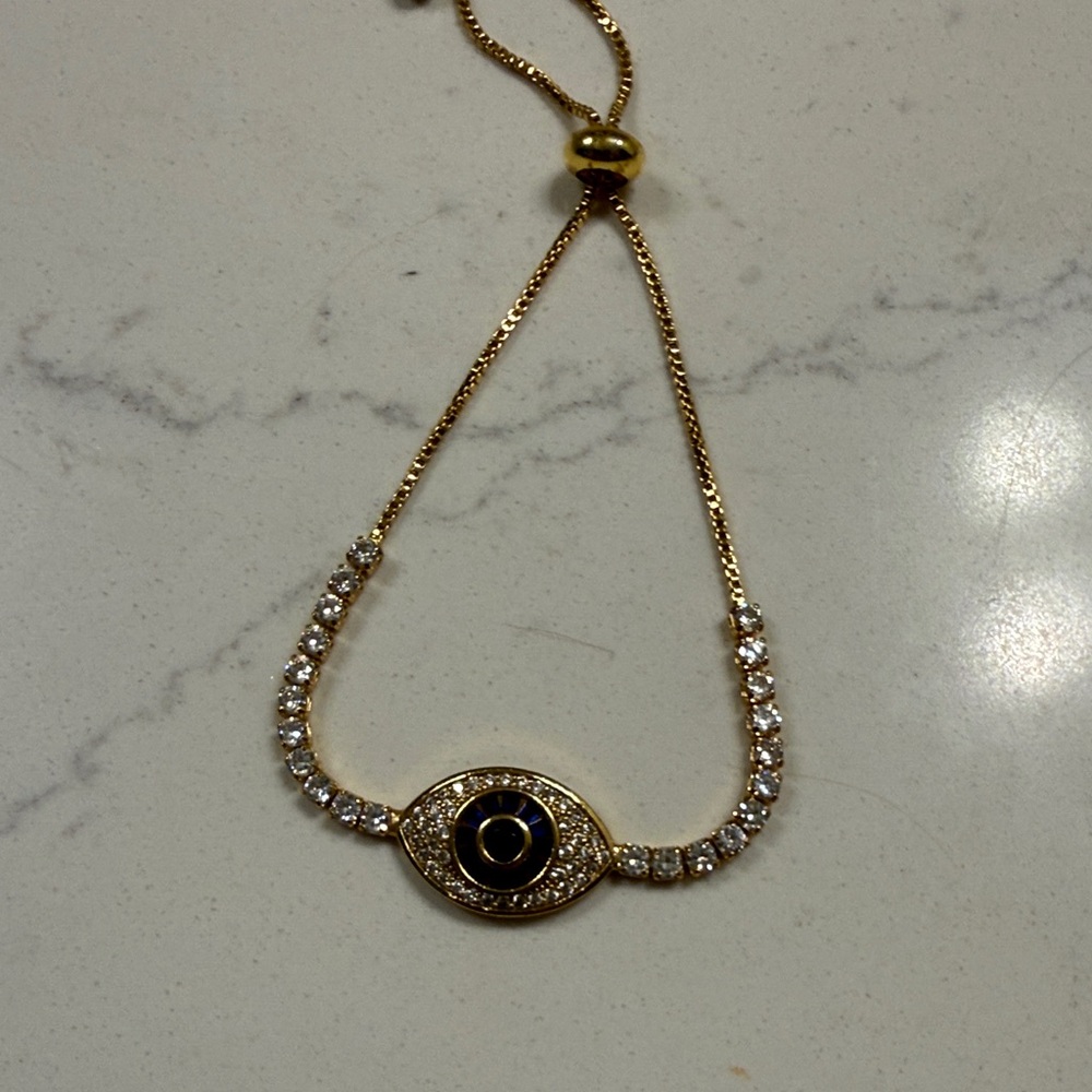 Elegant Gold and Black Evil Eye Adjustable Bracelet